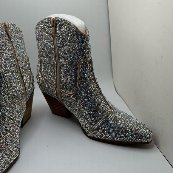 CUSHIONAIRE Women's Rhinestone Western boot +Memory Foam 7 SILVER - Picture 6 of 7